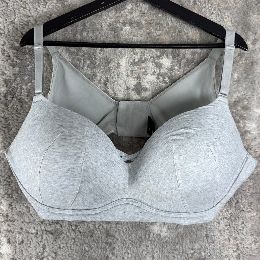 Torrid Plus Size 46D Wireless Padded Heathered Comfort Bra Gray Sleeveless Women